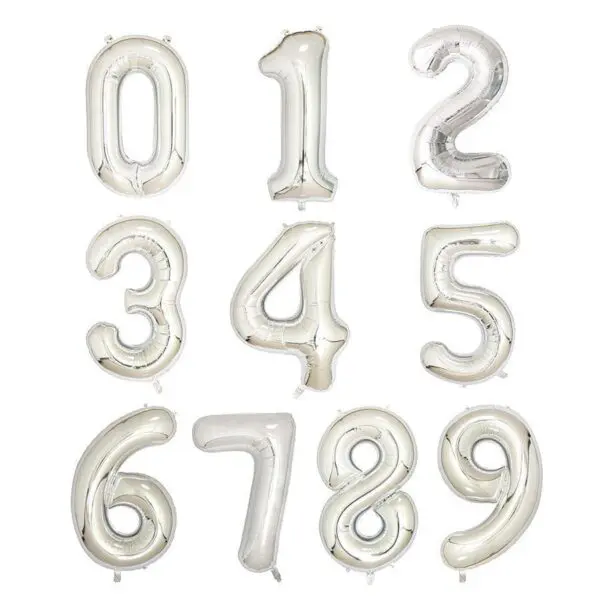 16" Number Foil Balloon - Silver (Air-Filled)