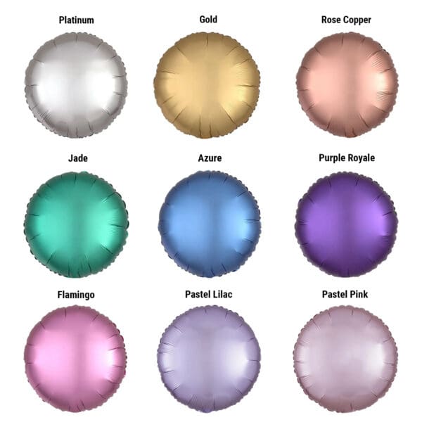 Anagram Satin Luxe Circle Helium Foil Balloons - Selection 1