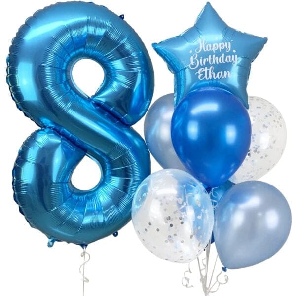 Blue Helium Number Foil Bouquet