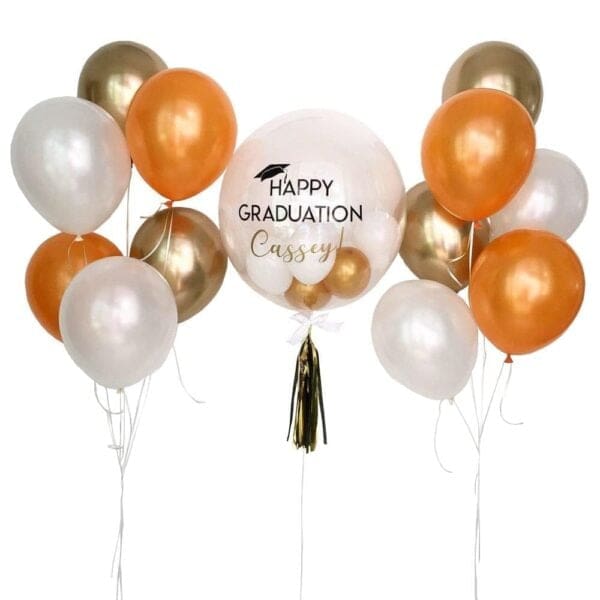 Ultimate Gold & Orange Bubble Balloon Bouquet