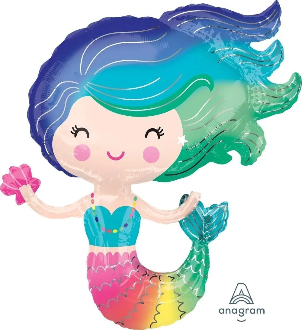 Colourful Mermaid Anagram Helium Foil Balloon