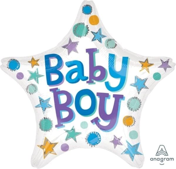 Baby Boy Star Foil Balloon (incl. Helium)