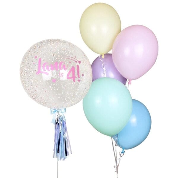 Pastel Rainbow Bubble Helium Balloon Bunch