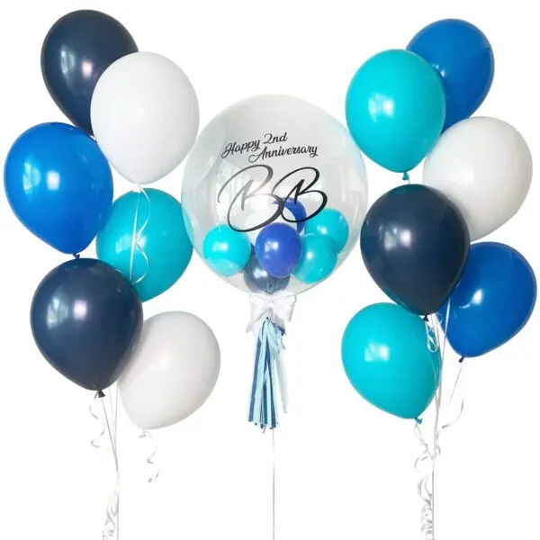 Ultimate Navy, Metallic, Aquamarine Bubble Bouquet