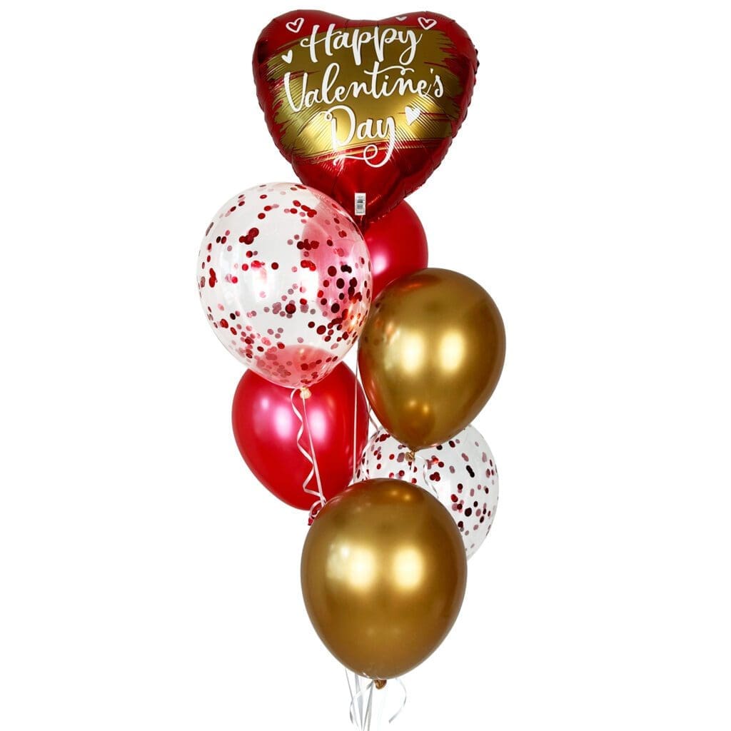 "Be My Red & Gold Valentine" Helium Balloons. Delivery in 3h.