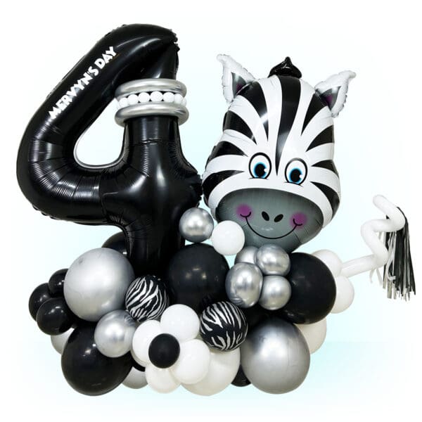 Zebra Head Balloon & Number Balloon Stand