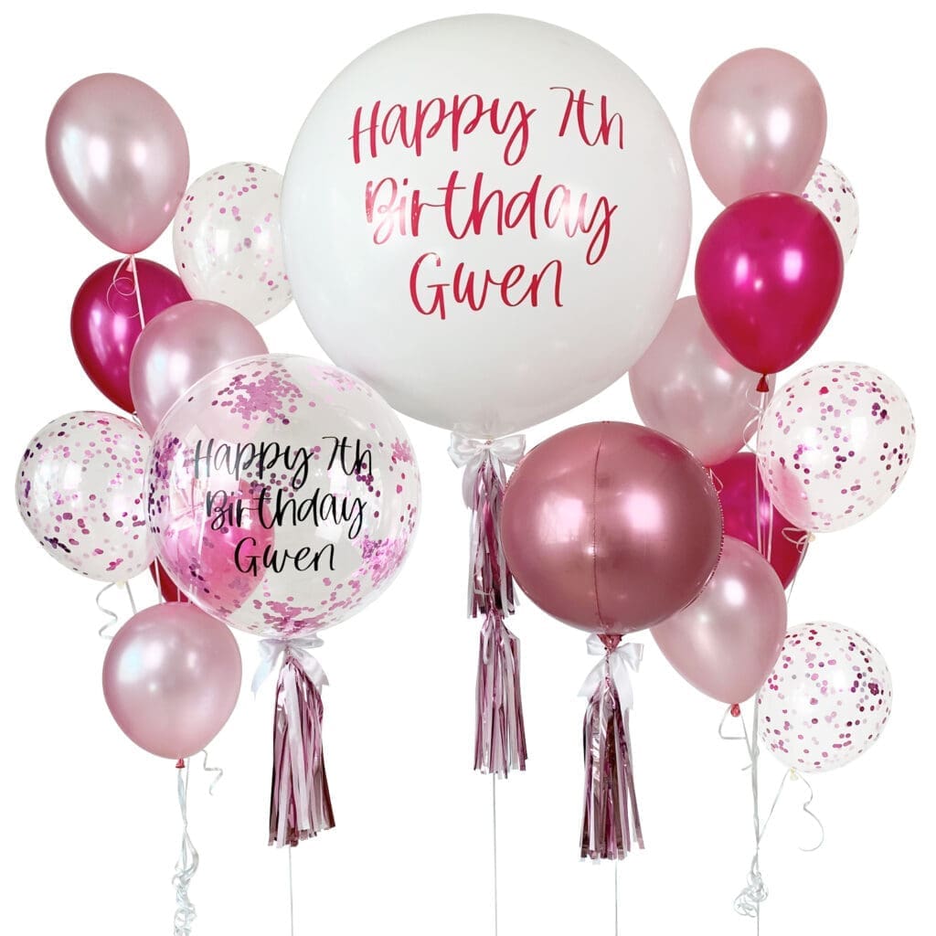 Extravagant Bright Pink Helium Balloon Bunch. Delivery in 3 hours.