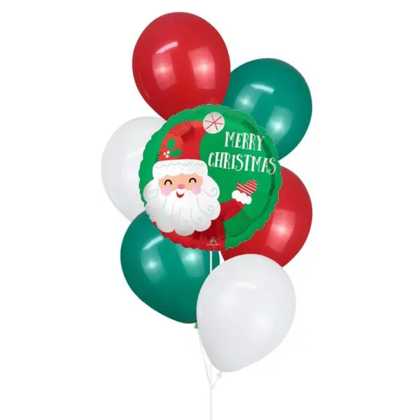 Deluxe Smiley Satin Santa Christmas Helium Balloon Bouquet