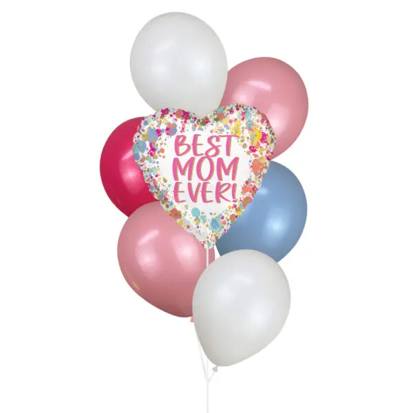 Painted Best Mom Ever Helium Balloon Delivery Bunch