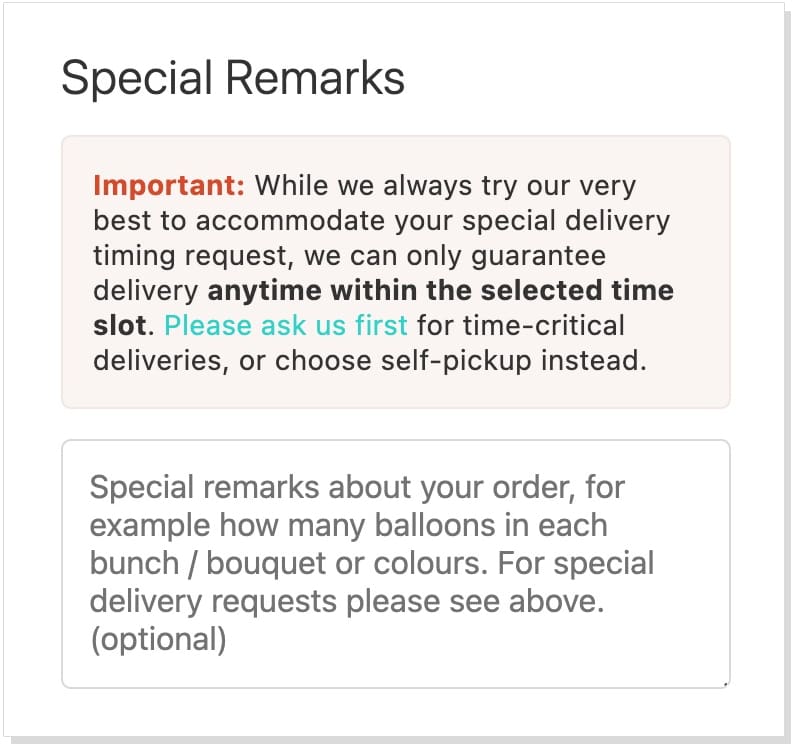 Special Remarks during checkout