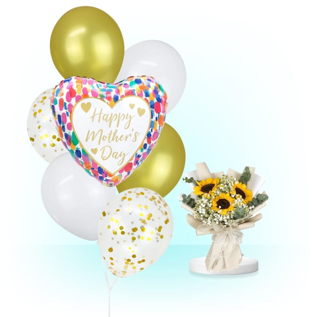 Mother's Day Collection: The Gold Fresh Flower & Balloon Bundle