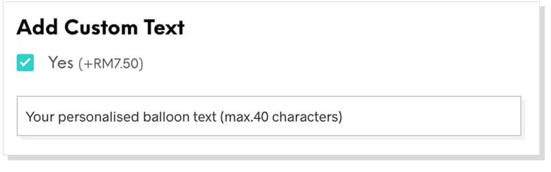 Add-on custom / personalised text